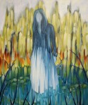 femme sur un étang