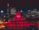 Buckingham Fountain In Chicago at Night in Red
