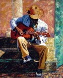 playing the guitar