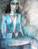 THE SEATING LADY IN BLEU