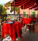 red table clothes in vernazza italy