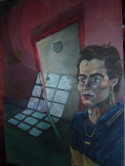 autorretrato con camiseta de Boca