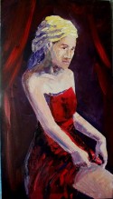 Mujer con vestido rojo
