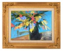 Flowers on black vase