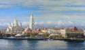 Cathedral and stock exchange. An autumn