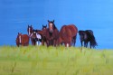 Herd of horses relaxing