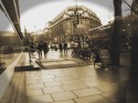 Strand scene in sepia