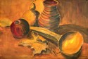 Wooden Scoop with Jug, Calabash and Pomegranate