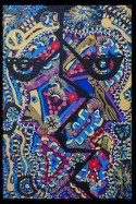 La cara azul artistica expresion en acrilico