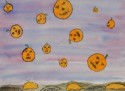 Pumpkins Floating Over The Surface Of The Moon
