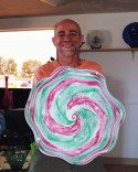 emerald and cranberry swirl platter