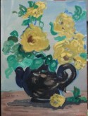 tetera y flores / achrylic