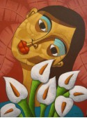 MUJER CON LIRIOS