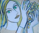 Girl with white grape