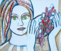 Girl with red grape