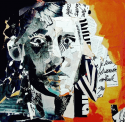 Self portrait by collage on canvas