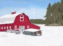 Snow covered Red Barn